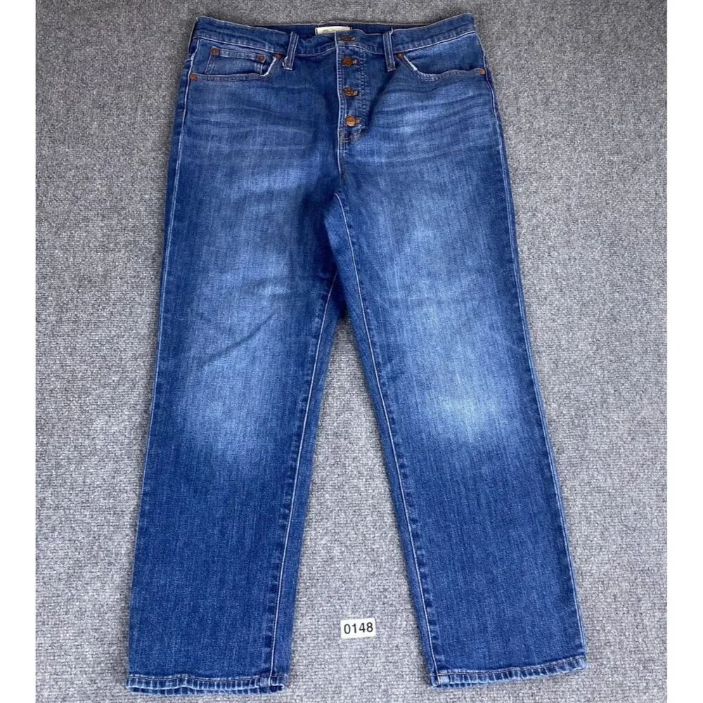 Madewell Jeans Womens 32 Perfect Vintage Crop High Waist Button Fly Medium Wash - Picture 1 of 10